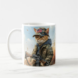 Mug Cool MAGA Chat avec pistolet et Camouflage Cute AM