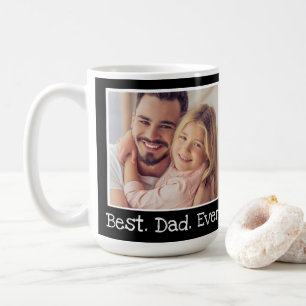 Mug Cool Meilleur Papa Jamais Photo Personnalisé Noir 