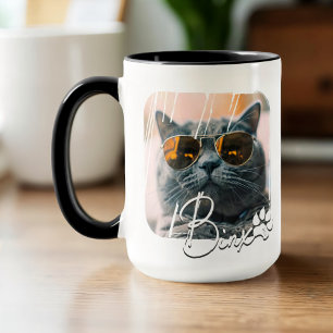 Mug Cool moderne de chat Grunge Nom et photo
