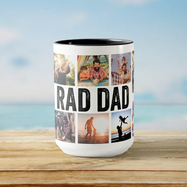 Mug Cool moderne RAD DAD Custom Kids Photo Fête des pè (Créateur téléchargé)