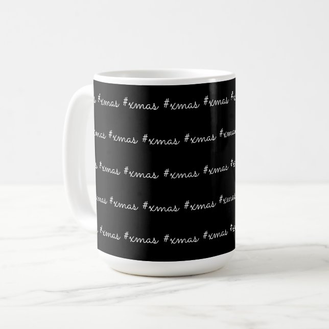 Mug Cool moderne XMAS motif noir et blanc (Devant gauche)