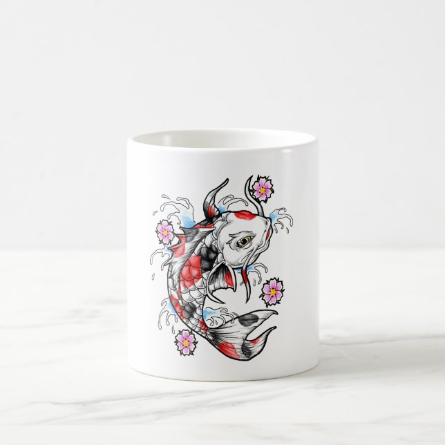 Mug Cool Oriental Japonais White Koi Fish Carp tatouag (Centre)