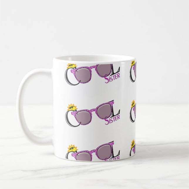 Mug Cool Soeur soleil et lunettes de soleil sur blanc (Gauche)