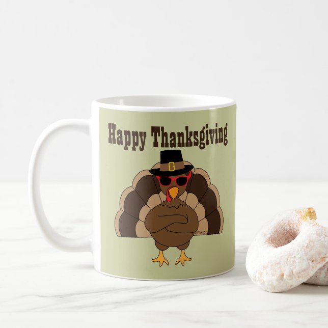 Mug Cool Turquie Bon thanksgiving texte personnalisé (Avec donut)