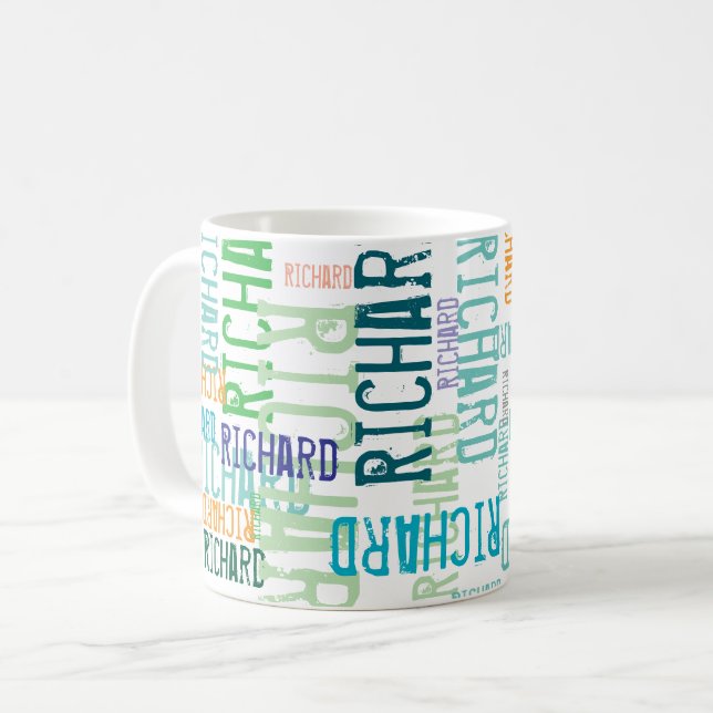 Mug Cool & Typographie moderne Nom (Devant gauche)