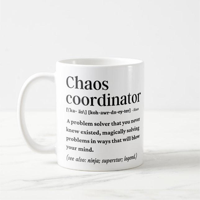 Mug Coordinateur Chaos drôle de définition (Gauche)