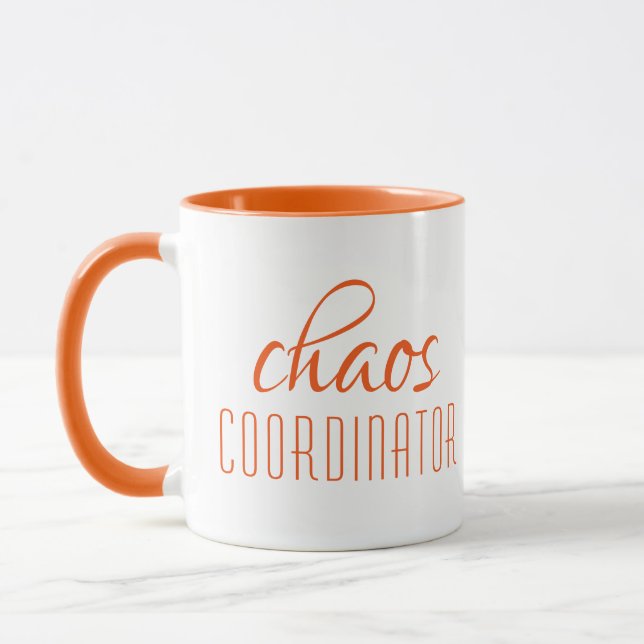 Mug Coordinateur Chaos Orange moderne Script (Gauche)