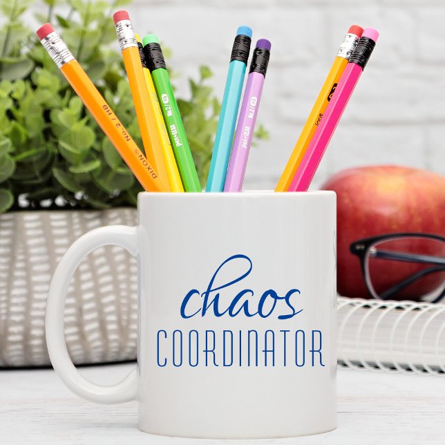 Mug Coordinateur Chaos Script bleu moderne (Créateur téléchargé)