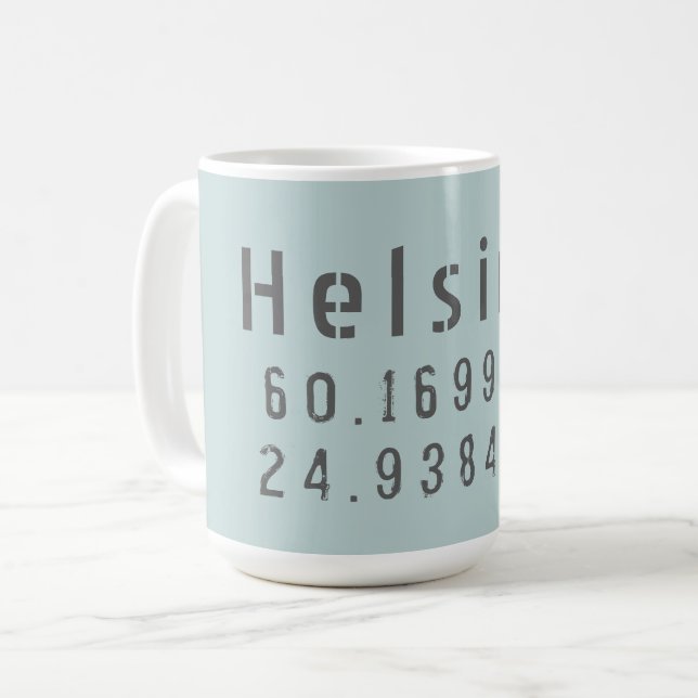 Mug Coordonnées de la latitude Helsinki (Devant gauche)