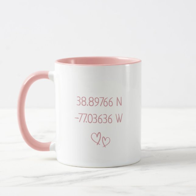 Mug Coordonnées personnalisées Longitude Latitude Vale (Gauche)