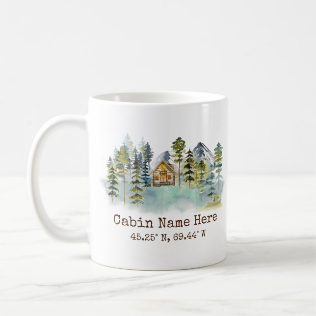 Mug Coordonnées personnalisées Rustiques Cabine Pinery (Gauche)