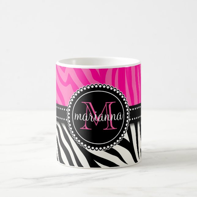 Mug Copie rose noire Girly moderne de zèbre (Centre)