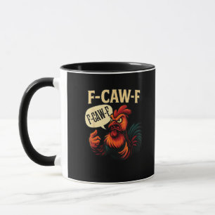 Mug Coq furieux drôle F Caw Graphique Style Rétro