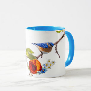Mug coquelicot et oiseau
