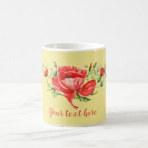 Mug Coquelicots rouges aquarelle Personnalisé