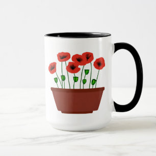Mug Coquelicots rouges dans un pot en terre cuite