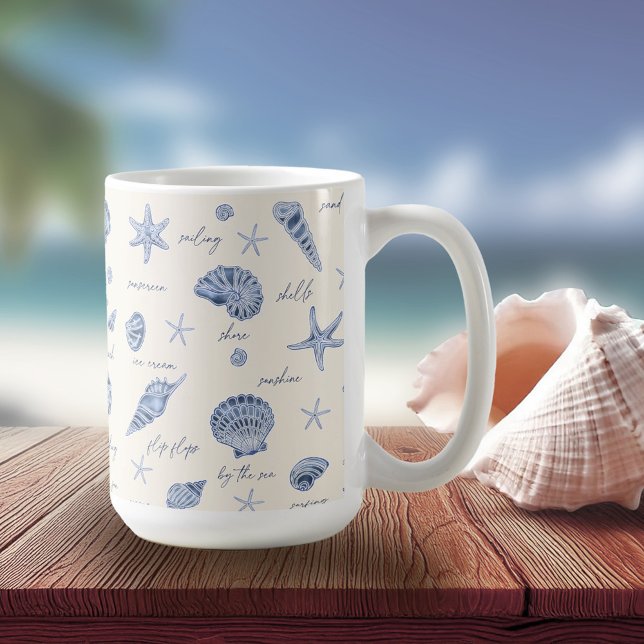Mug Coques Starfish Sun Fun Texte bleu ID918 (Créateur téléchargé)
