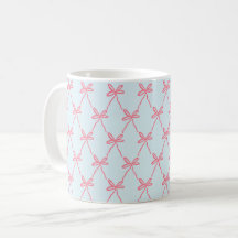Coquette Bow rose Motif sur Blue
