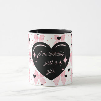 Mug Coquette fille rose Coeur noir Juste une boug fill