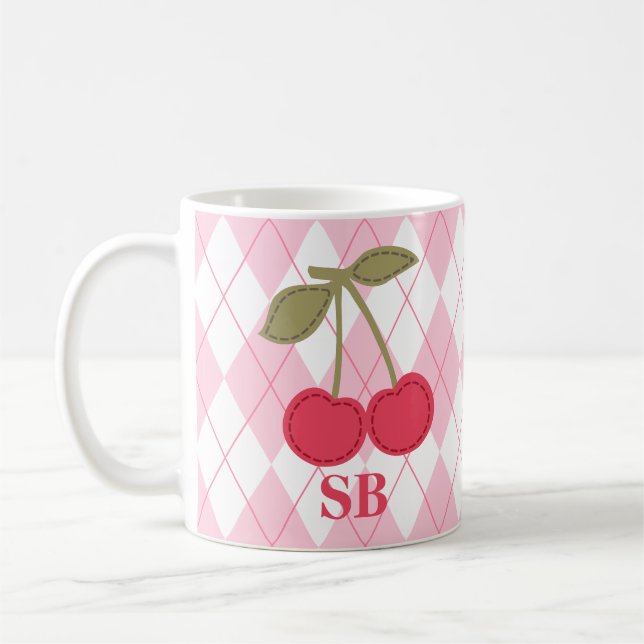 Mug Coquette Personnalisé Jacquard Pink Cherry (Gauche)