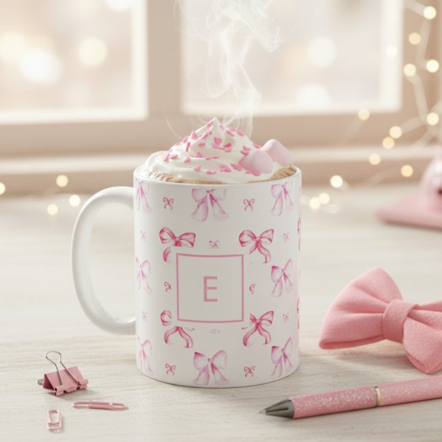 Mug Coquette Rose Ruban Pré-nom Féminin (Créateur téléchargé)