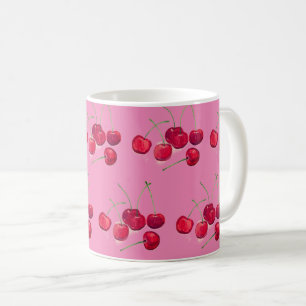 Mug Coquette rouge Cerises fruits motif Nourriture ros