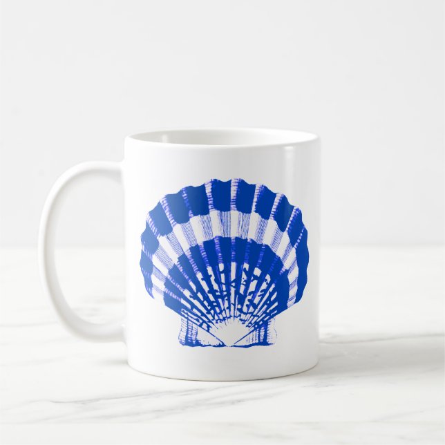 Mug Coquillage - bleu cobalt et blanc (Gauche)
