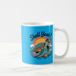 Mug Coquillage Ouais Mignon Tortue Océan Plage Pun Été