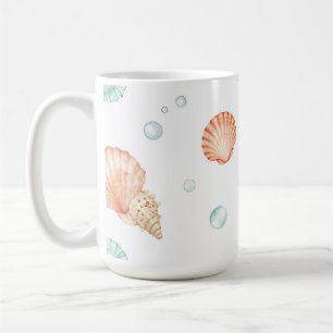 Mug Coquilles d'aquarelle Perles Motif côtier