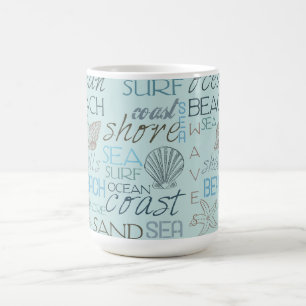 Mug Coquilles de plage bleue côte océan