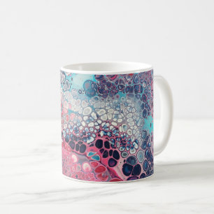 Mug Corail et Aqua Acrylique pour colorié Abstrait cof