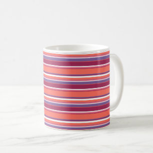 Mug Corail vivant, bandes rouge et violet