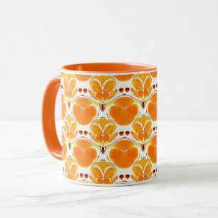 Mug Coral Orange et crème Motif Batik