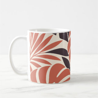 Mug Coral Plum Tropical Leaf Silhouette