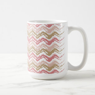 Mug Coral Spice Scribble ZigZag Chevron Motif