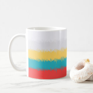 Mug Coral Turquoise Yellow White Stripes