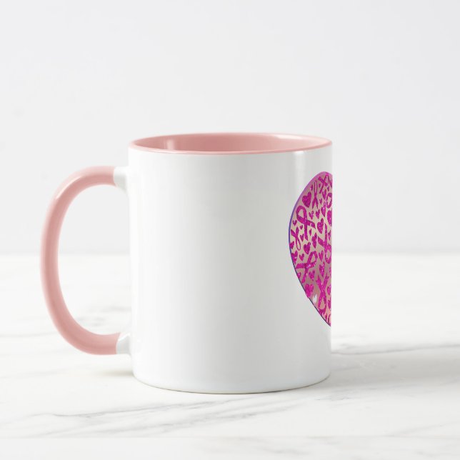 Mug Corazón apoyo contra el Cáncer de Mama Camiseta (Gauche)