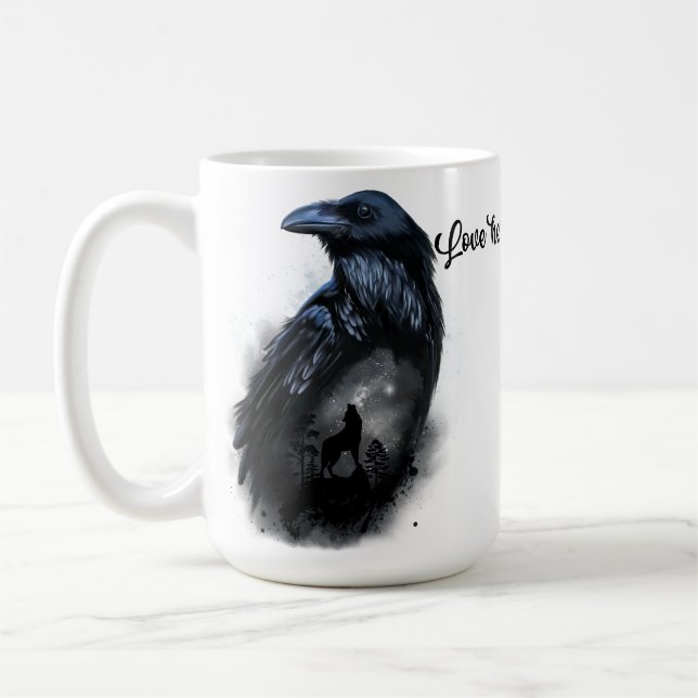 Mug Corbeau et loup qui hurle à la lune (Gauche)