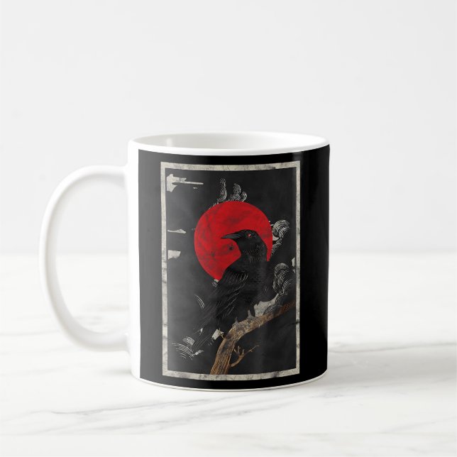 Mug Corbeau noir corbeau rouge lune (Gauche)