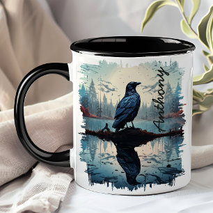 Mug Corbeau par réflexion de lac tranquille