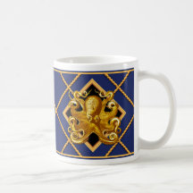 Corde d'Octopus d'or Marine Blue Nautical Mug/Cup