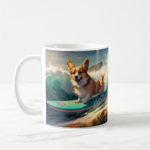 Mug Corgi Beach Surf Peinture