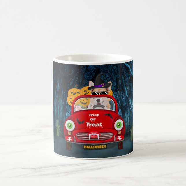 Mug Corgi Chien Conduite voiture effrayant Halloween (Centre)