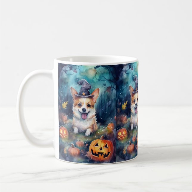 Mug Corgi d'Halloween avec la peur Citrouille (Gauche)