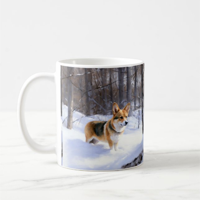 Mug Corgi laisse neiger Noël (Gauche)