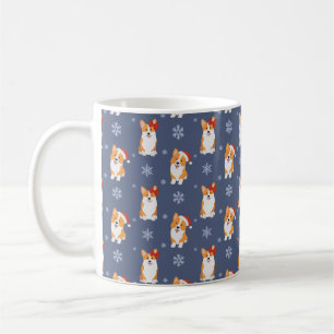 Mug Corgis à Santa Hats et Snowflakes Motif