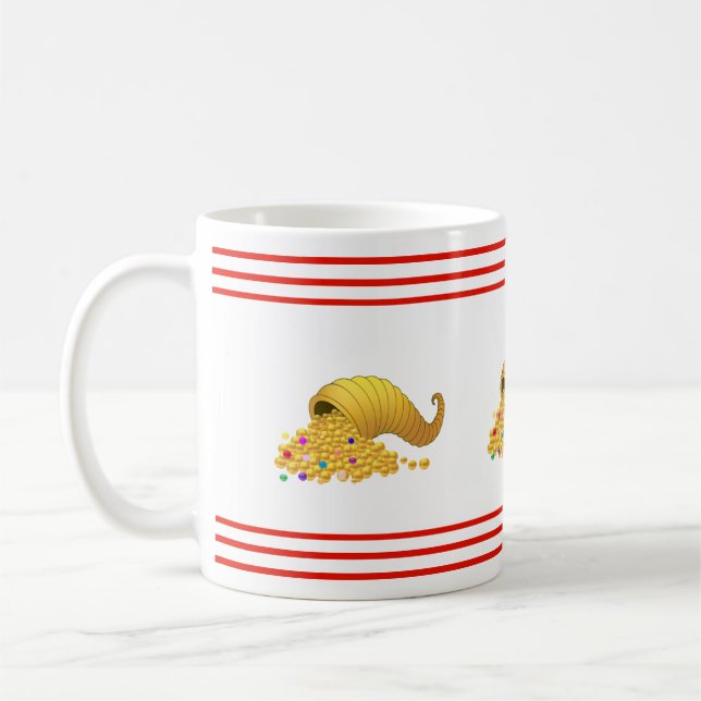Mug Corne d'abondance & Rayures rouges (Gauche)