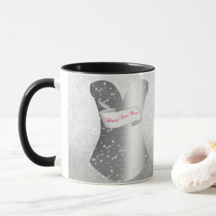 Mug Corset Féminin Nouvel An Noir/Blanc Faux Paillette