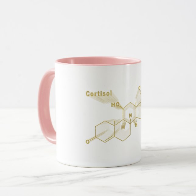 Mug Cortisol Hormone Formule chimique structurelle or (Devant gauche)