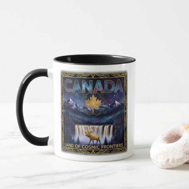 Mug Cosmic Canada Nature Celestial Art (Avec donut)